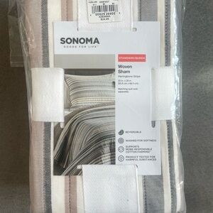 Sonoma Herringbone Stripe Sham in Cream and Gray
